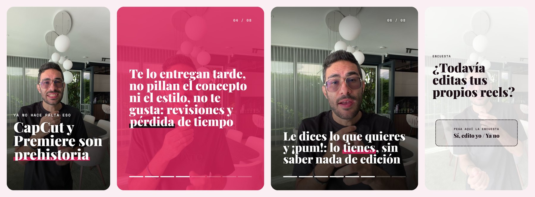 Portada, carrusel e historias que Guinda saca de cada reel